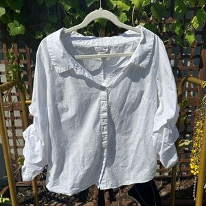 Sax 5th Ave (for the republic) Wide neck trendy white button up